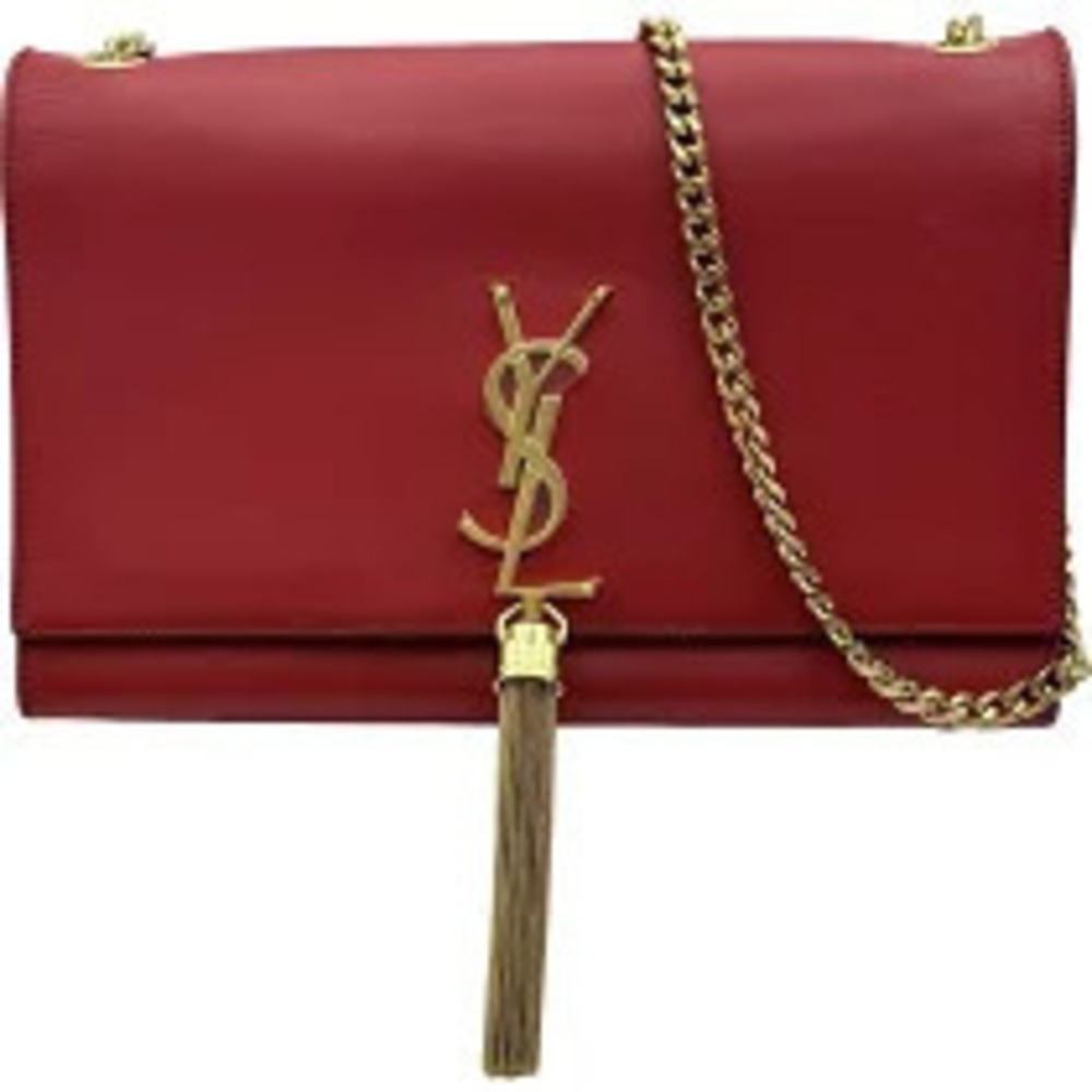 Saint Laurent Kate Chain Shoulder Bag Red Grain Leather